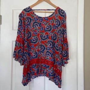 Floral Flutter Sleeve Blouse